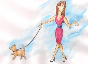 How we imagine walking with our dogs will be.