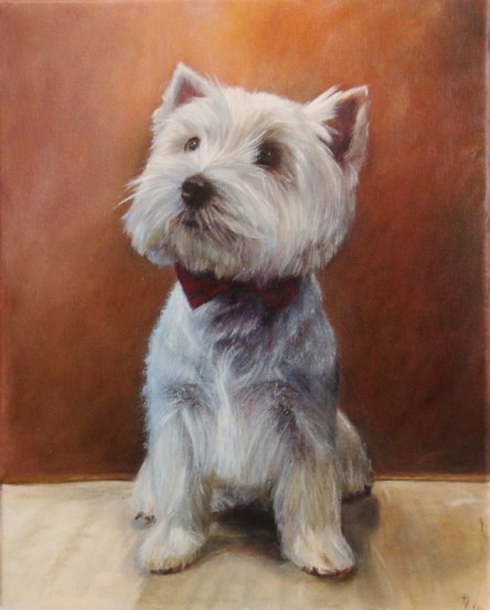 Oil Painting of Westie lad.