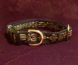 Black and tan brocade dog collar.