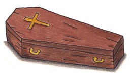 wooden coffin with cross on it