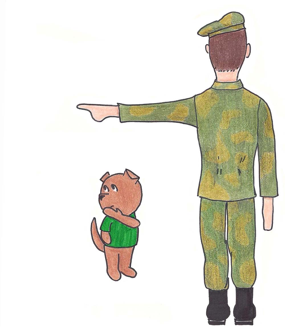 Army recruiter asks Toby to join the cause.