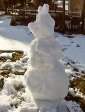 A Snow Toby that looks more like Winnie the Poo than intended.