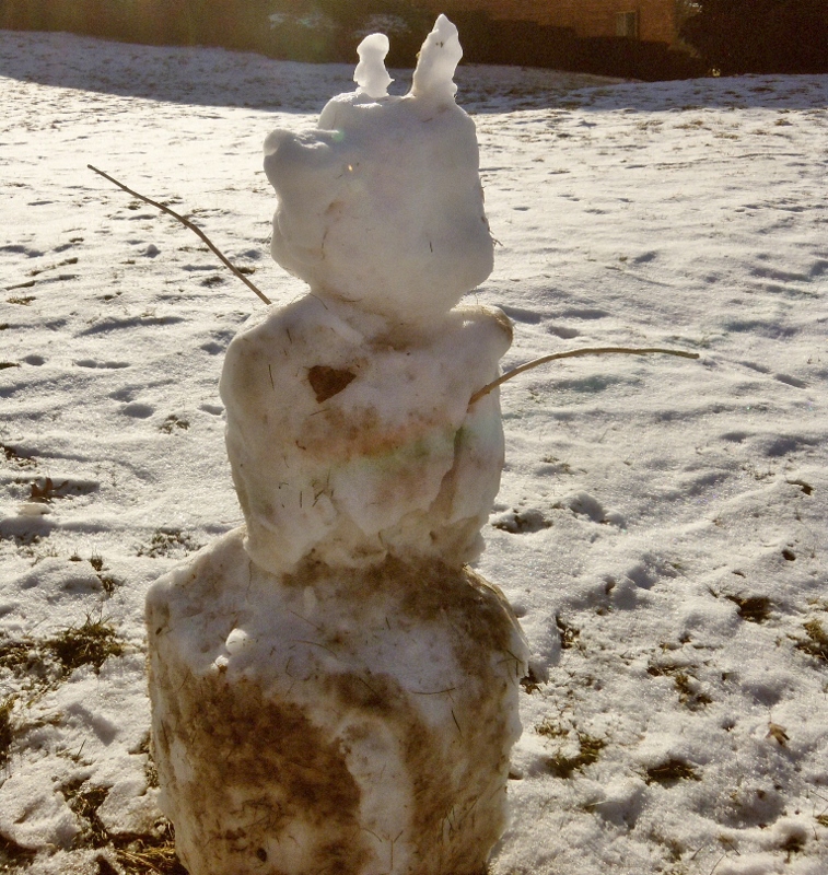 Snowman shaped like a terrier.