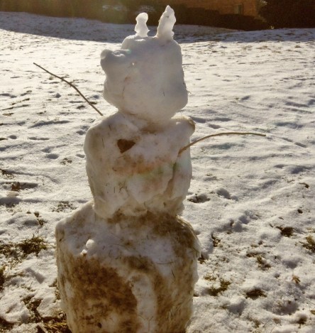 Snowman shaped like a terrier.