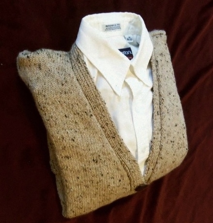 Sandstone Handknit Tweed Cardigan for Men