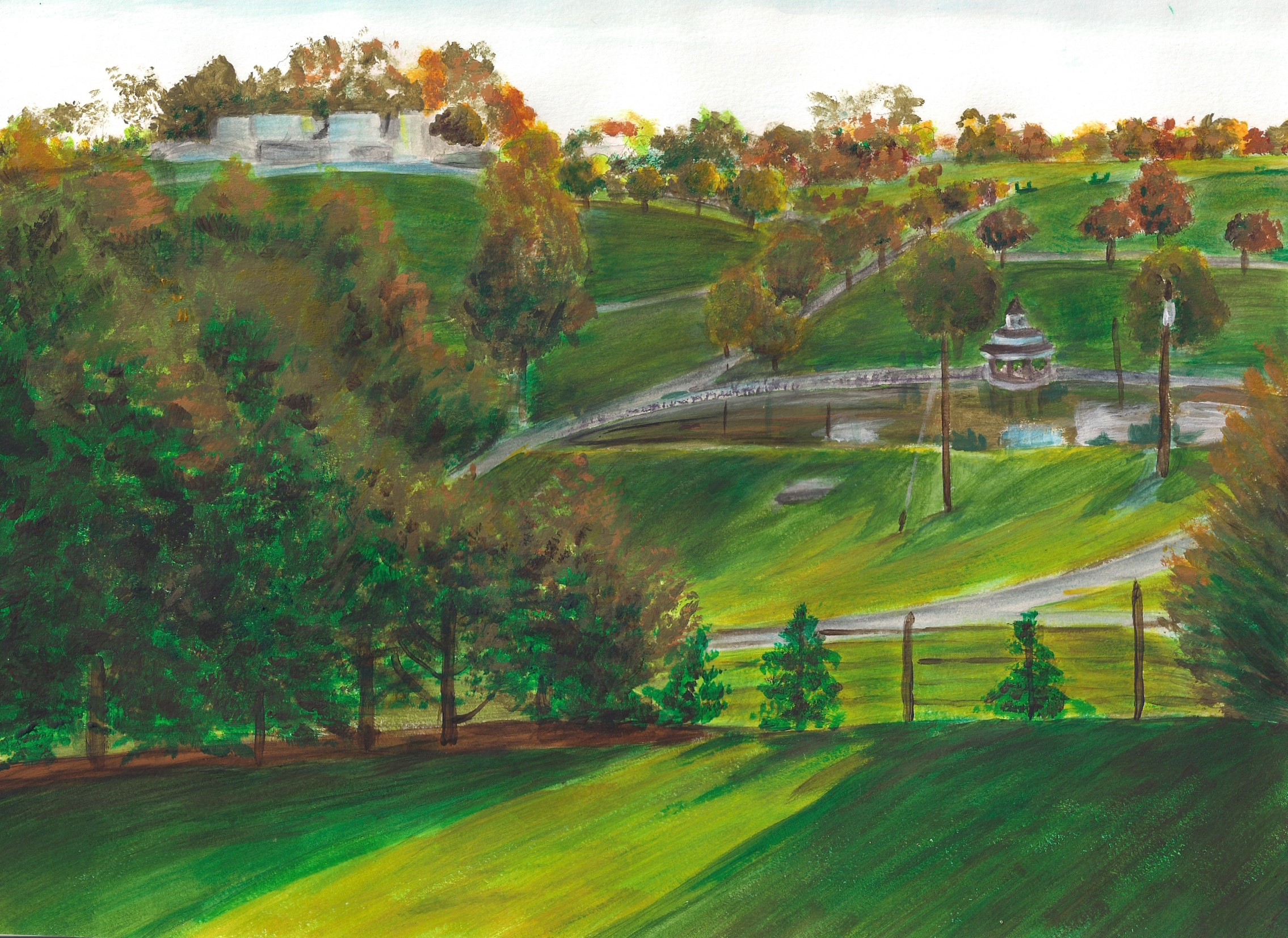 Hillside landscape in Autumn colors