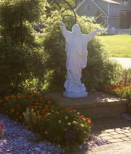 Statue of Mary outside of a church.