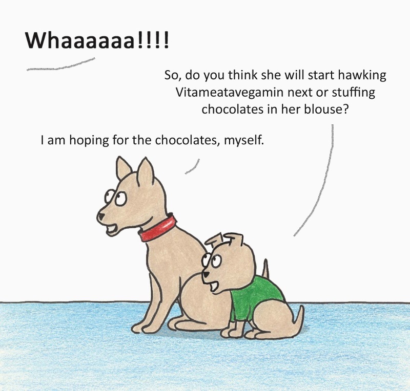 Whaaaaa!!!! So, do you think she will start hawking Vitameatavegamin next or stuffing her blouse with chocolates? I am hoping for the chocolates, myself.