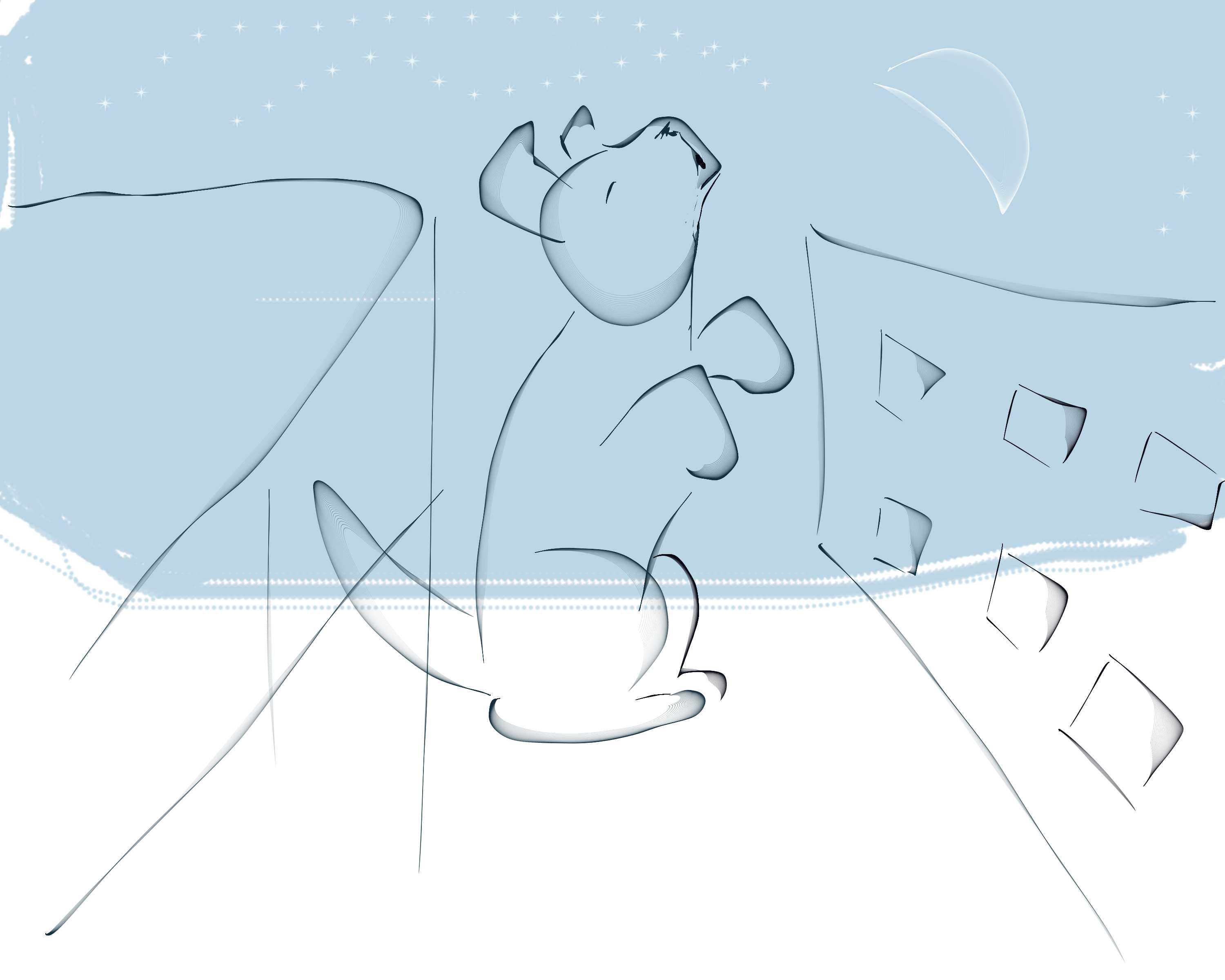 Digital picture of Toby howling at the moon.