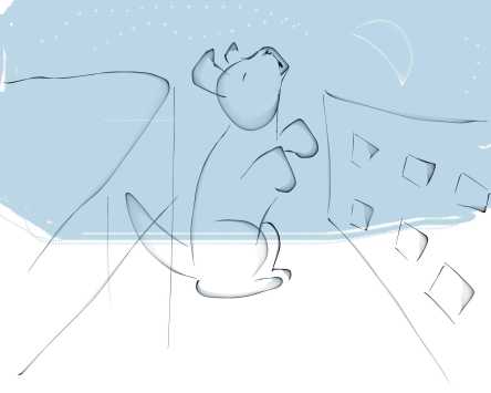 Digital picture of Toby howling at the moon.