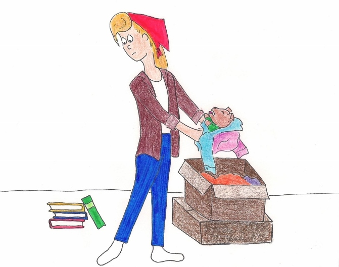 Mommy's on a cleaning binge. It's quite a sight to see. I fear that with those other things she'll also throw out me!