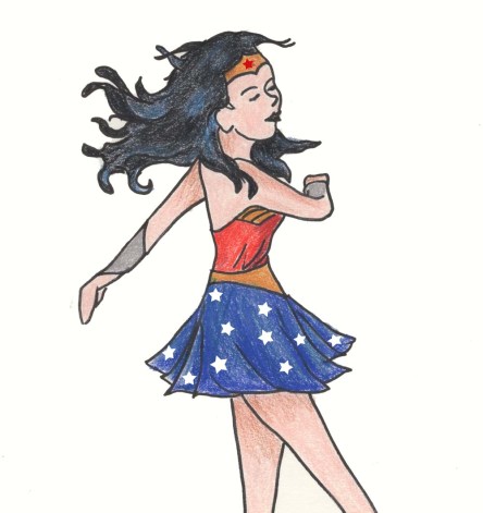 Diana Prince does a transformation spin to become Wonder Woman.