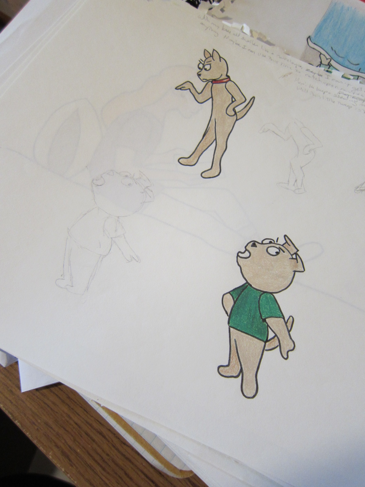 sketch of cartoon puppies