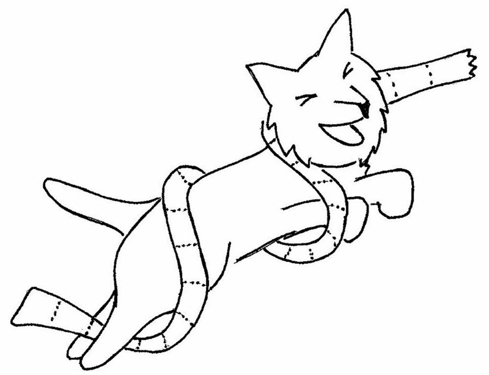 Sketch of dog wrapped in toilet paper.