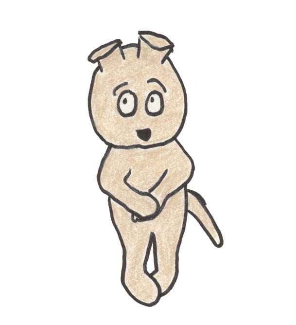a naked Toby stands self-consciously.