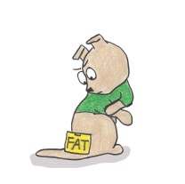 Toby with a "Fat" sign stapled t ohis butt.