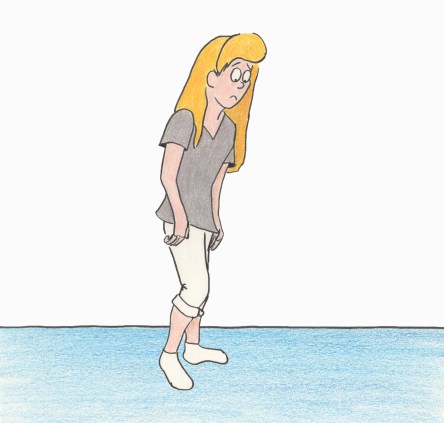 Sad woman staands alone.