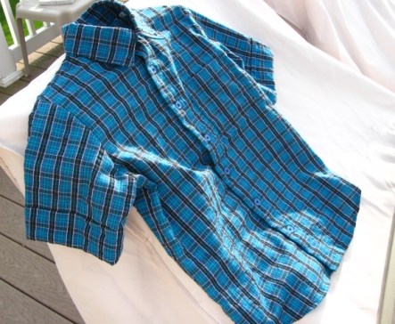 Boy's Blue Plaid Madras Short Sleeved Shirt