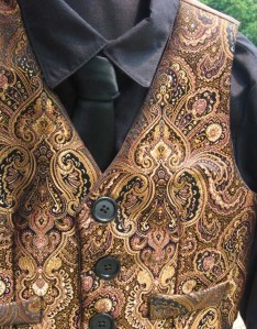 Boy's Black Shirt with Copper Paisley Vest