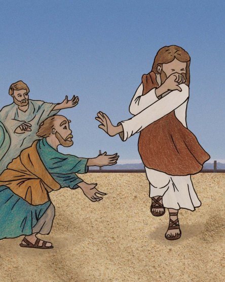 Jesus rejects supplicants because they are not wearing masks.