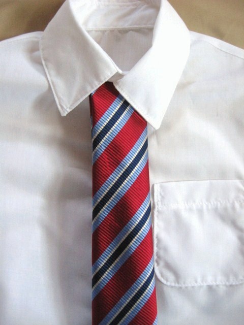 Boy's Long Sleeved Shirt shown with optional Red Silk Tie