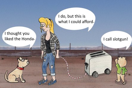 I thought yoiu liked the Honda. I do, but this is what I could afford. I call slotgun!