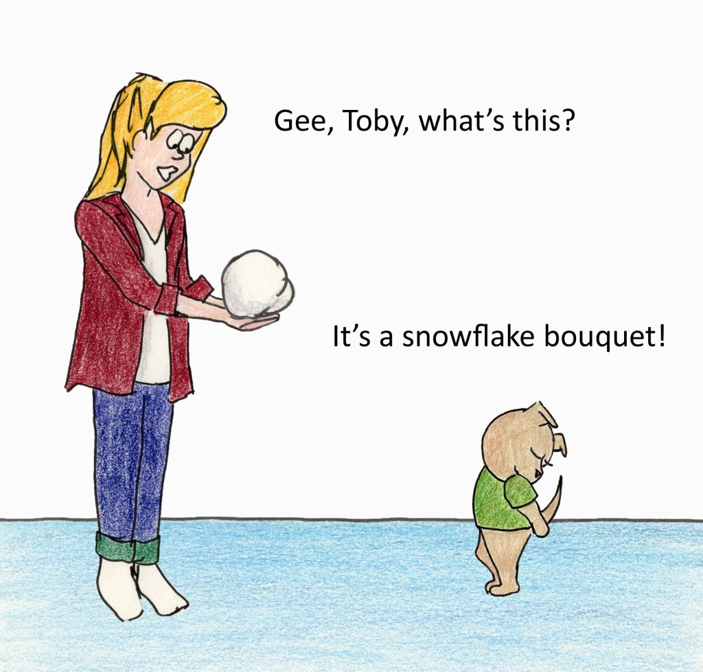 Gee, Toby, what's this? It's a snowflake bouquet!