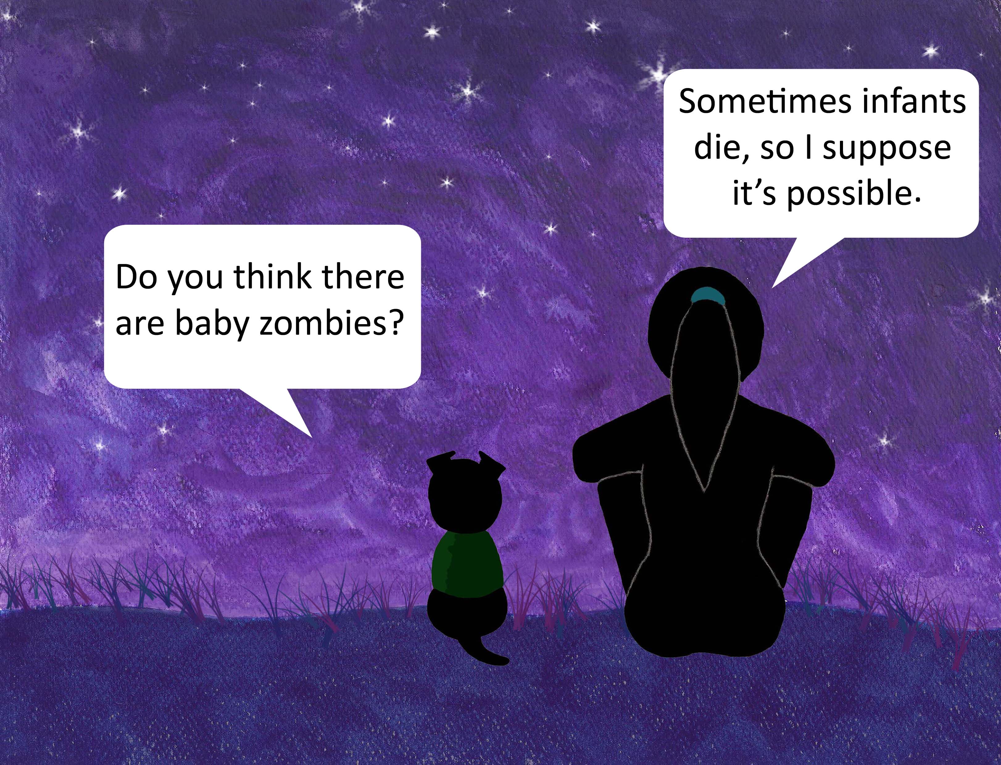Do you think there are baby zombies? Sometimes infants die, so I suppose it's possible.