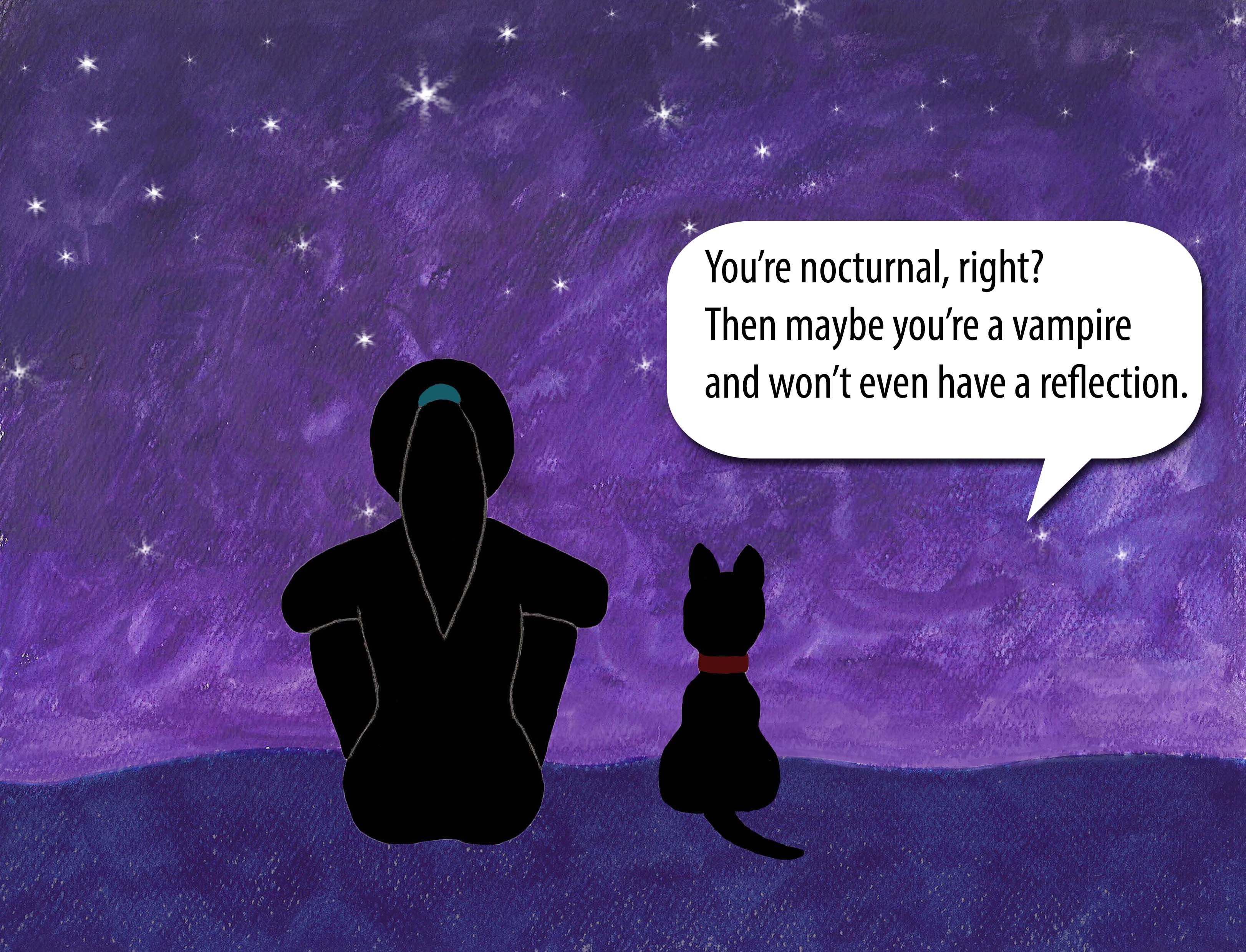You're nocturnal, right? Then maybe you're a vampire and won't have a reflection.